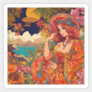 Manga Madness: Colorful Anime Girl Magnet